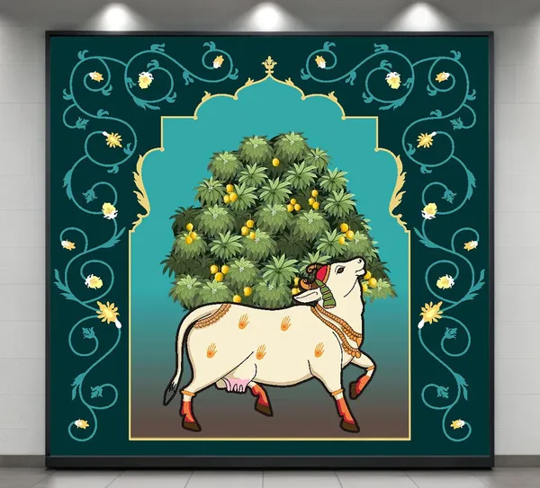Multicolour_Polyester_Holy_Cow_Kamdhenu_Divine_Pichwai_Backdrop_Cloth_For_Festival_/_Pooja_|_8*8
