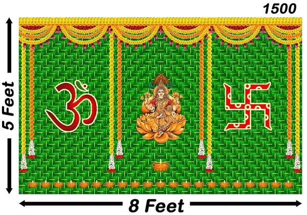 Multicolour_Polyester_Swastik_Varamahalaxmi_Backdrop_Cloth_For_Festival_/_Pooja_|_5*8