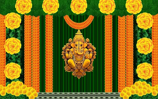 Multicolour_Polyester_Ganeshji_Especially_Ganesha_Backdrop_Cloth_For_Festival_/_Pooja_|_5*8