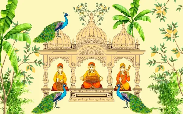 Multicolour_Polyester_Ganeshji_Backdrop_Especially_Ganesha_Cloth_For_Festival_/_Pooja_|_5*8