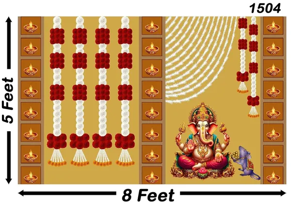 Multicolour_Polyester_Ganeshji_Backdrop_Especially_Ganesha_Cloth_For_Festival_/_Pooja_|_5*8