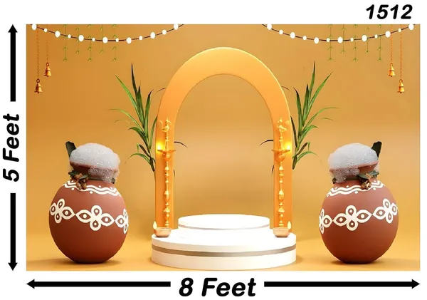 Multicolour_Polyester_Two_Clay_Pot_Backdrop_Cloth_For_Festival_/_Pooja_|_5*8