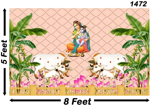 Multicolour_Polyester_Yashoda_Maata_Lord_Krishna_Backdrop_Rice_Cloth_For_Festival_/_Pooja_|_5*8