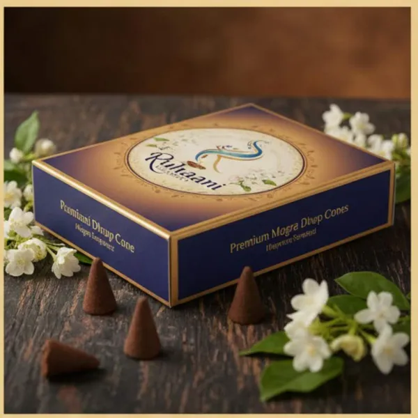 Mogra_Fragrance,_Charcoal_Base,_Natural_Binding_Agents,_Cone_Shaped_Premium_Dhoop_Cone_For_Home
