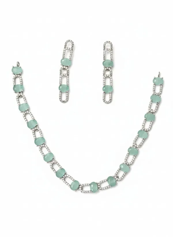 Silver_And_Green_Aventurine_Diamond_Brass_Necklace_For_Women