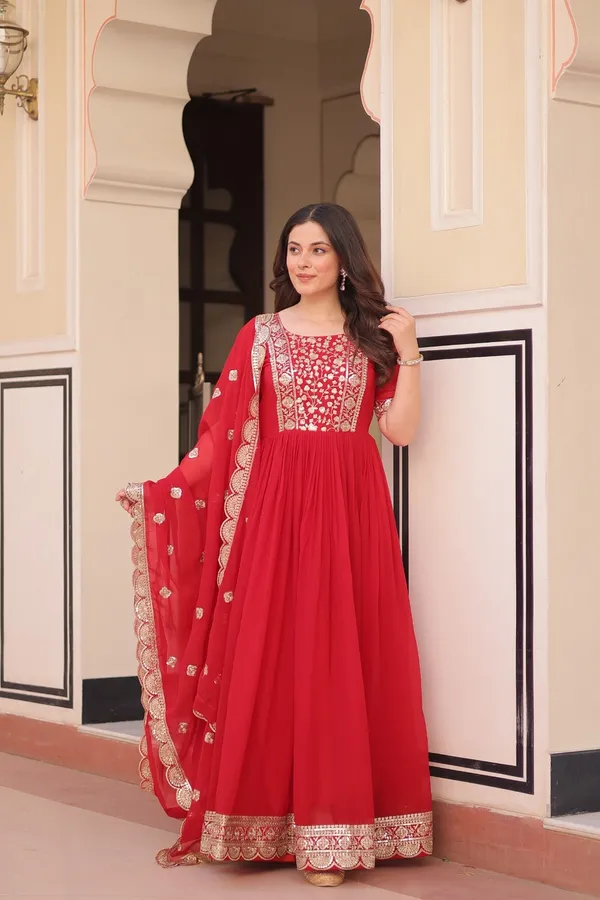 Red_grown_with_embroidery_with_digital_print_duppata