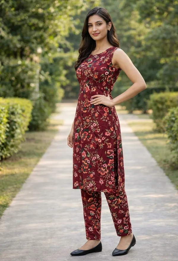 Women_crepe_flower_print_kurati_and_pant