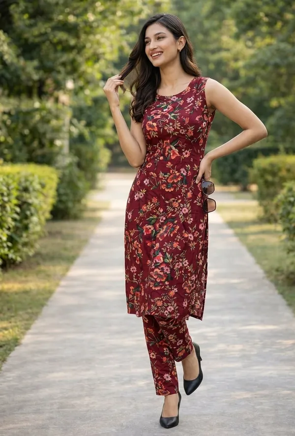 Women_crepe_flower_print_kurati_and_pant