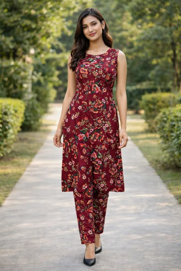 Women_crepe_flower_print_kurati_and_pant