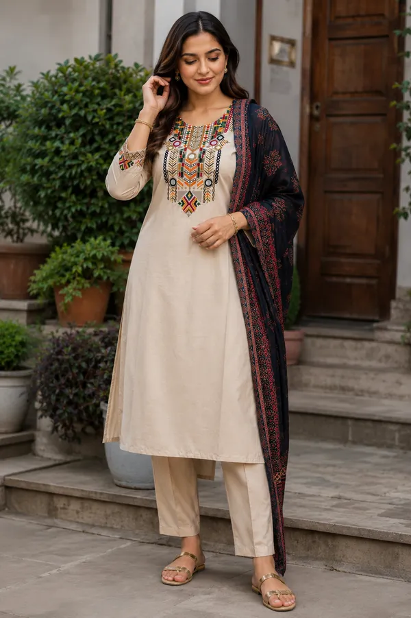 women_ethnic_cotton_kurta_pant_and_dupatta_set