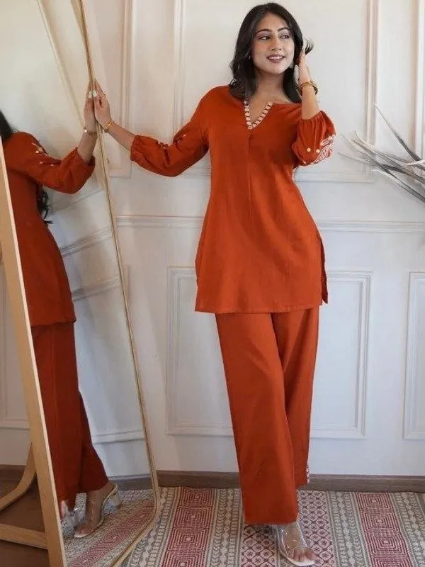 Cotton_Blend_Kurta_&_Bottom_Sets_With_Embroidered