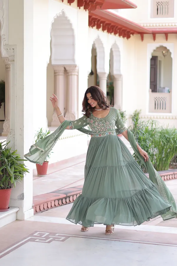 Pista_grown_with_embroidery_zari_with_digital_print_duppata