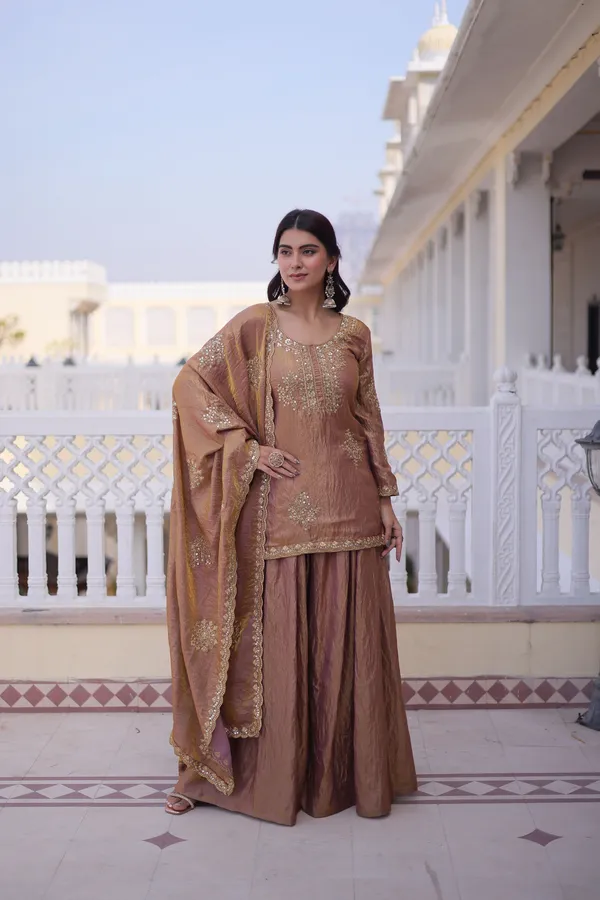 Golden_sharara_with_embroidery_zari_with_digital_print_duppata