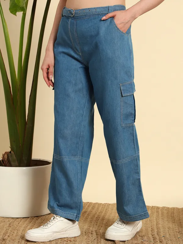 Medium_Blue_Denim_Co-Ord_Set_Set_With_Sequence_Work_For_Women
