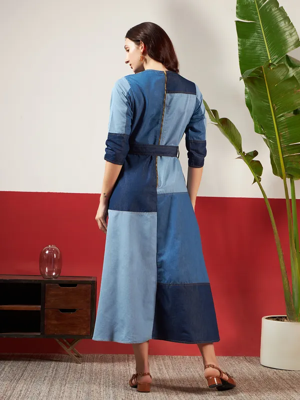 Shades_Of_Blue_Denim_Jigsaw_Puzzle_Patch_Dress_For_Women
