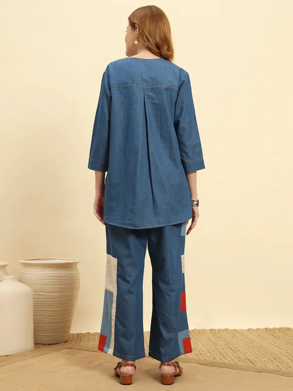 Ocean_Blue_Denim_Patch_Pattern_Co-Ord_Set_For_Women