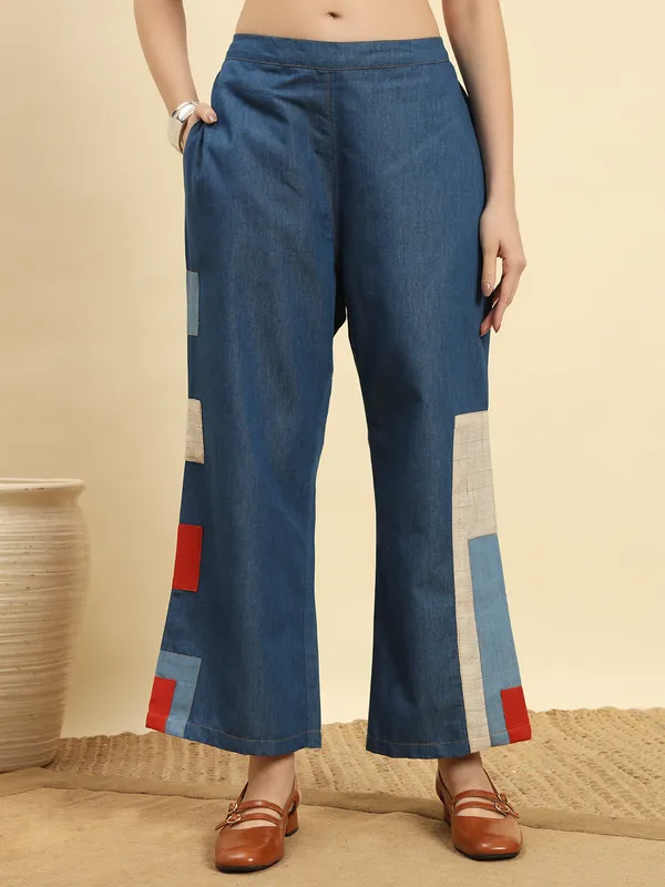 Ocean_Blue_Denim_Patch_Pattern_Co-Ord_Set_For_Women