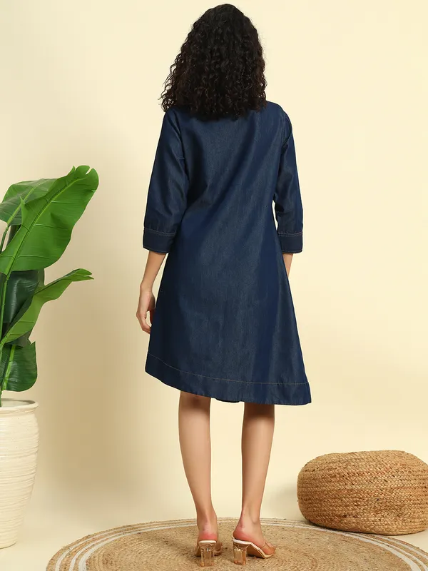 Dark_Blue_Denim_Embroidered_Coat_Pattern_Dress_For_Women