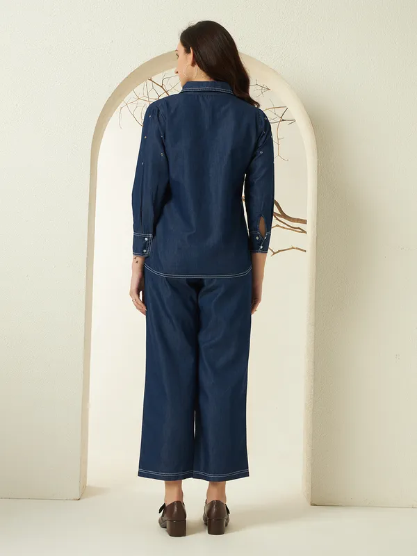 Dark_Blue_Denim_Hand_Painted_Co-Ord_Set_For_Women