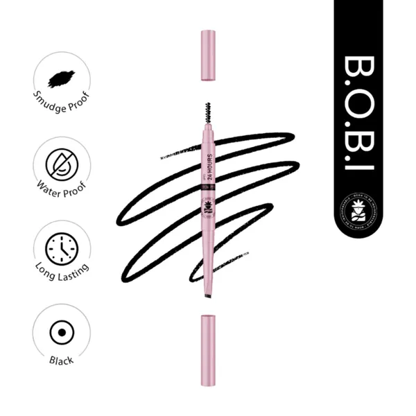 BOBI_Eyebrow_Pencil_Black_|_Waterproof_Smudgeproof_Finish_|_Built-In_Spoolie_Brush_|_Long_Lasting_Smooth_Texture_|_Paraben-Free_Cruelty-Free_|_Precision_Brow_Definer-5_gm