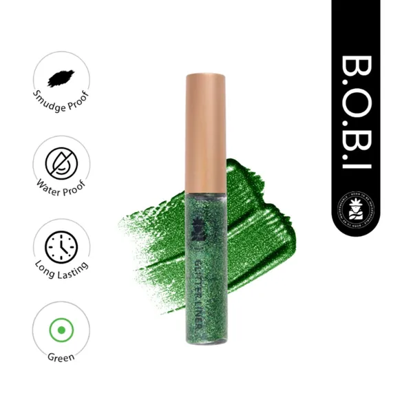 BOBI_Glitter_Eyeliner_Green_|_Diamond_Sparkle_Finish_|_Waterproof_Long_Wear_|_Quick_Dry_Smudgeproof_|_Felt-Tip_Precision_|_Cruelty-Free_Paraben-Free-5ml