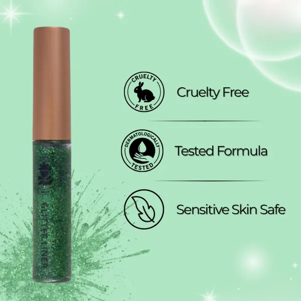 BOBI_Glitter_Eyeliner_Green_|_Diamond_Sparkle_Finish_|_Waterproof_Long_Wear_|_Quick_Dry_Smudgeproof_|_Felt-Tip_Precision_|_Cruelty-Free_Paraben-Free-5ml