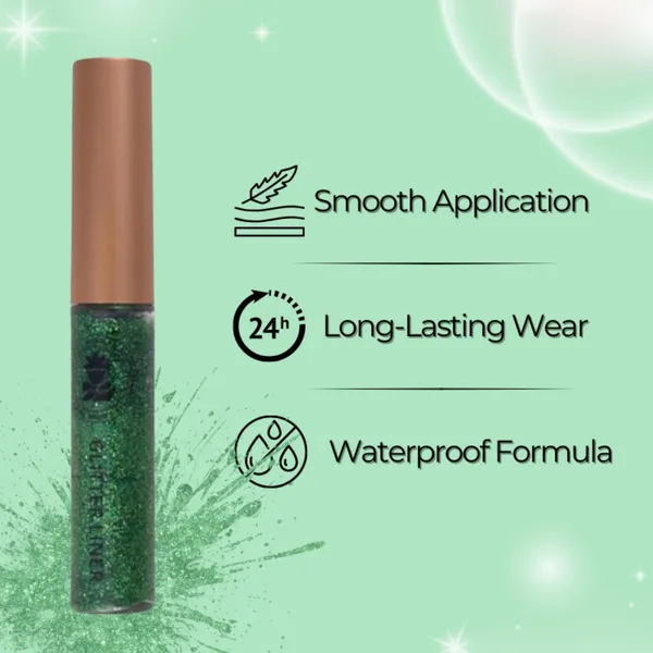 BOBI_Glitter_Eyeliner_Green_|_Diamond_Sparkle_Finish_|_Waterproof_Long_Wear_|_Quick_Dry_Smudgeproof_|_Felt-Tip_Precision_|_Cruelty-Free_Paraben-Free-5ml