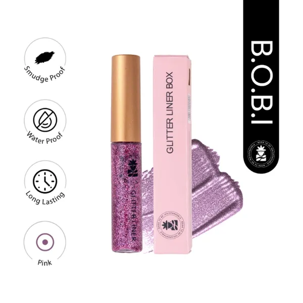 BOBI_Glitter_Eyeliner_Pink_|_Diamond_Sparkle_Finish_|_Waterproof_Long_Wear_|_Quick_Dry_Smudgeproof_|_Felt-Tip_Precision_|_Cruelty-Free_Paraben-Free-5ml