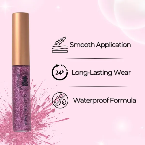 BOBI_Glitter_Eyeliner_Pink_|_Diamond_Sparkle_Finish_|_Waterproof_Long_Wear_|_Quick_Dry_Smudgeproof_|_Felt-Tip_Precision_|_Cruelty-Free_Paraben-Free-5ml