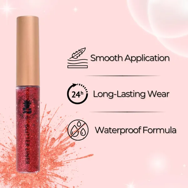 BOBI_Glitter_Eyeliner_Red_|_Diamond_Sparkle_Finish_|_Waterproof_Long_Wear_|_Quick_Dry_Smudgeproof_|_Felt-Tip_Precision_|_Cruelty-Free_Paraben-Free-5ml