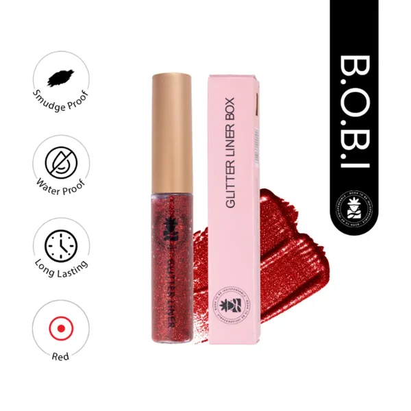 BOBI_Glitter_Eyeliner_Red_|_Diamond_Sparkle_Finish_|_Waterproof_Long_Wear_|_Quick_Dry_Smudgeproof_|_Felt-Tip_Precision_|_Cruelty-Free_Paraben-Free-5ml