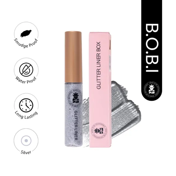 BOBI_Glitter_Eyeliner_Silver_|_Diamond_Sparkle_Finish_|_Waterproof_Long_Wear_|_Quick_Dry_Smudgeproof_|_Felt-Tip_Precision_|_Cruelty-Free_Paraben-Free-5ml
