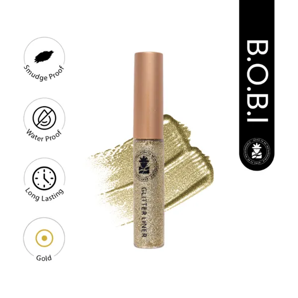 BOBI_Glitter_Eyeliner_Gold_|_Diamond_Sparkle_Finish_|_Waterproof_Long_Wear_|_Quick_Dry_Smudgeproof_|_Felt-Tip_Precision_|_Cruelty-Free_Paraben-Free-5ml
