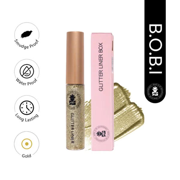 BOBI_Glitter_Eyeliner_Gold_|_Diamond_Sparkle_Finish_|_Waterproof_Long_Wear_|_Quick_Dry_Smudgeproof_|_Felt-Tip_Precision_|_Cruelty-Free_Paraben-Free-5ml