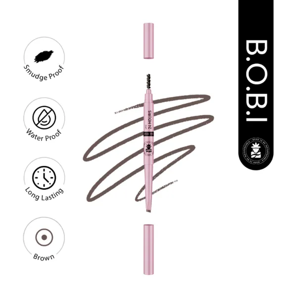 BOBI_Eyebrow_Pencil_Brown_|_Waterproof_Smudgeproof_Finish_|_Built-In_Spoolie_Brush_|_Long_Lasting_Smooth_Texture_|_Paraben-Free_Cruelty-Free_|_Precision_Brow_Definer-5gm