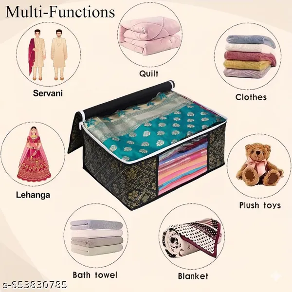 Pack_Of_8_Black_Premium_Non_Woven_Saree_Covers