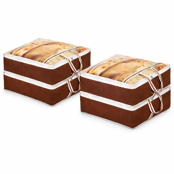 PACK_OF_4_|_Storage_Bags_Wardrobe_Organisers_For_Blanket_Rajai_With_Dust_Protection