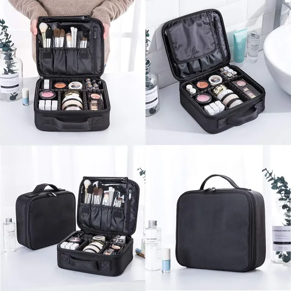 Nylon_Makeup_Organizer_Bag_for_Women,_Girls_&_Bride_-_Travel_Cosmetic_Kit_Storage_Organiser_-_Toiletry_Vanity_Box_with_Adjustable_Compartment,_26l_x_23b_x_9h_cm_(Black)