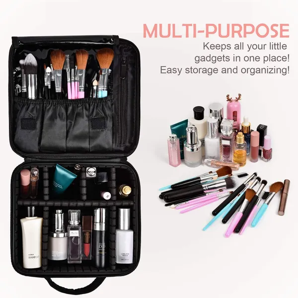 Nylon_Makeup_Organizer_Bag_for_Women,_Girls_&_Bride_-_Travel_Cosmetic_Kit_Storage_Organiser_-_Toiletry_Vanity_Box_with_Adjustable_Compartment,_26l_x_23b_x_9h_cm_(Black)