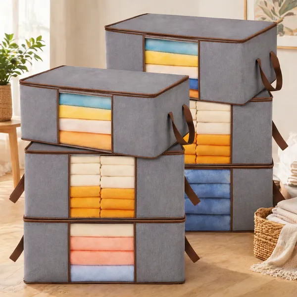 PACK_OF_6_|_Large_Blanket_Clothes_Organization_and_Storage_Containers_for_Bedding,_Comforters,_Foldable_Organizer_with_Reinforced_Handle,_Clear_Window,Sturdy_Zippers