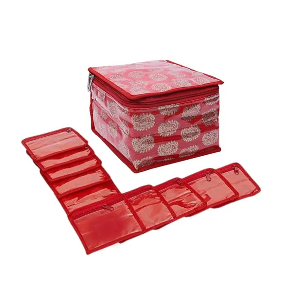 Pankhuri's__Jewellery_Organiser_Kit_for_Women_|_Travel_Organizer_for_Jewellery_&_Makeup_10_|_Different_Pouch_|_Carry_Printed_|_Red