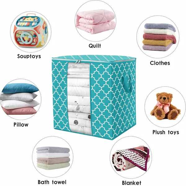 Storage_Bags_100L_3-Pack_Large_Blanket_Clothes_Organization_and_Storage_Containers_for_Bedding,_Comforters,_Foldable_Organizer_with_Reinforced_Handle,_Clear_Window,_Sturdy_Zippers,Green