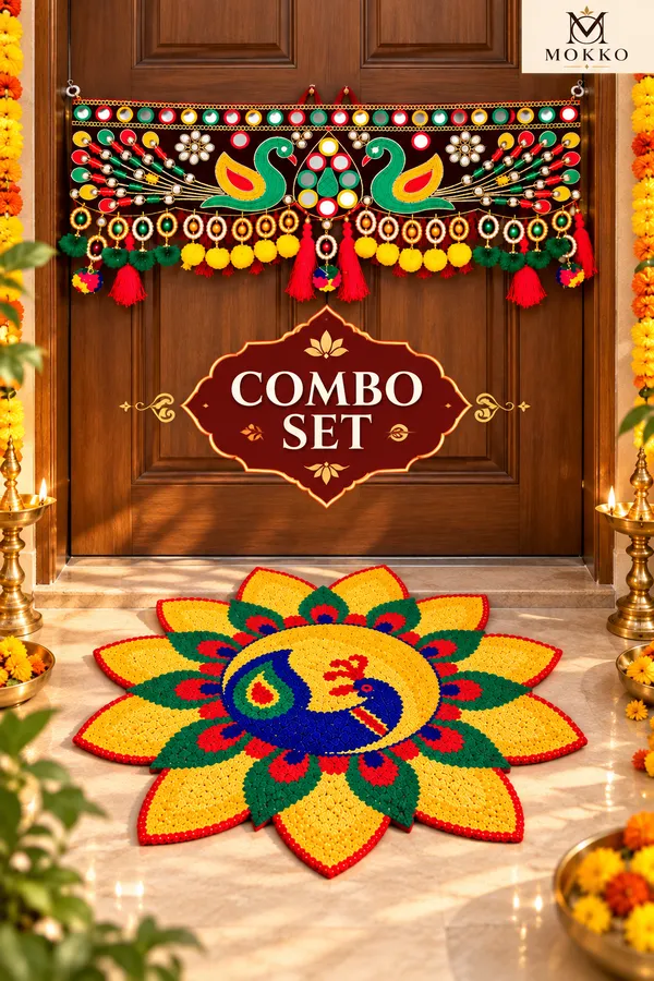 Multicolor_Traditional_Peacock_Pattern_Toran_And_Rangoli_Combo_Set