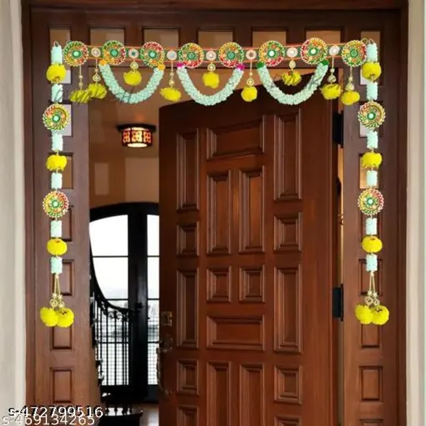 Wood_Pearl_Beads_Traditional_Mirror_Work_Handmade_Door_Toran