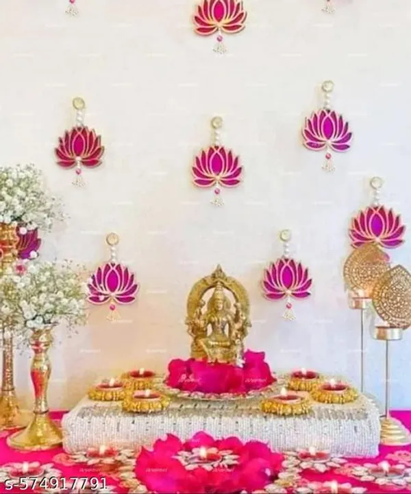 Polyester_Traditional_Pink_Lotus_Pooja_Room_Wall_Hanging_Toran_-_Pack_of_2