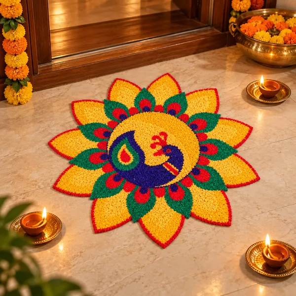 Peacock_Design_Rangoli_Door_Mat_18_×_18_Inches_|_Multicolor_Floral_Fabric_Mat_for_Home_Entrance,_Pooja_Room_&_Diwali_Decoration