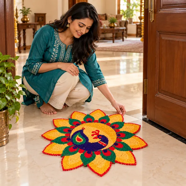 Peacock_Design_Rangoli_Door_Mat_18_×_18_Inches_|_Multicolor_Floral_Fabric_Mat_for_Home_Entrance,_Pooja_Room_&_Diwali_Decoration