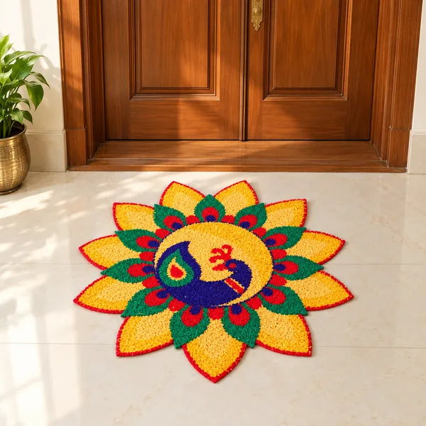 Peacock_Design_Rangoli_Door_Mat_18_×_18_Inches_|_Multicolor_Floral_Fabric_Mat_for_Home_Entrance,_Pooja_Room_&_Diwali_Decoration