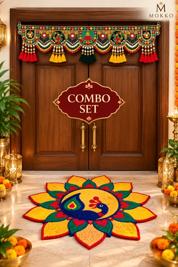 Multicolour_Festive_Peacock_Pattern_Toran_And_Rangoli_Combo_Set