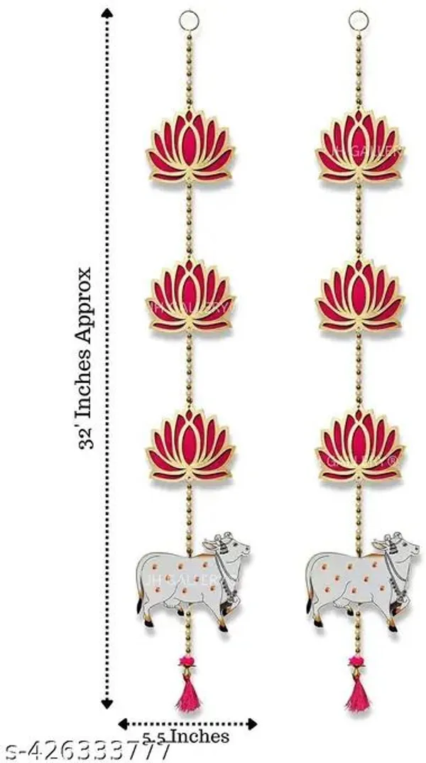 Mdf_Festive_Floral_Lotus_Pichwai_Cow_Door_Hanging_Pack_Of_2_-_Pack_of_2